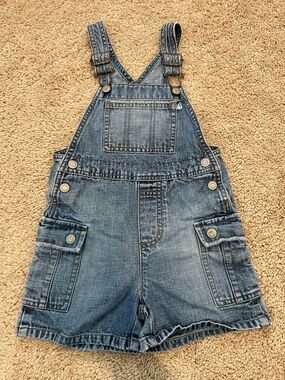 Vintage Old Navy Kids Size 4 Overalls Shorts Jeans Denim Early 2000s Y2K
